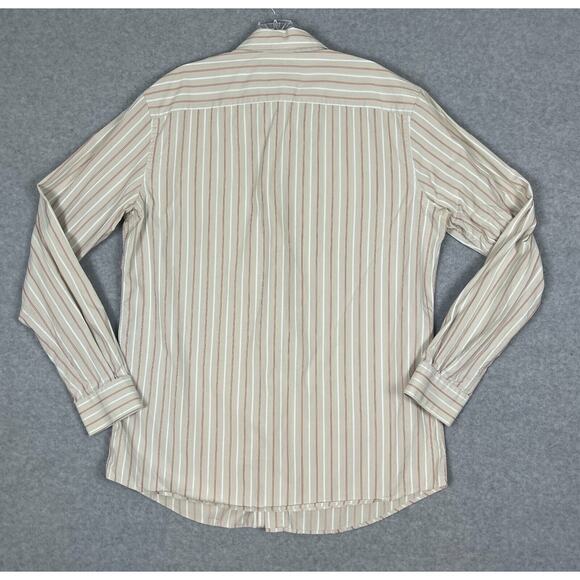 Men's Lacoste Button Up Long Sleeve Dress Shirt Size 42 Brown Striped - Picture 2 of 8